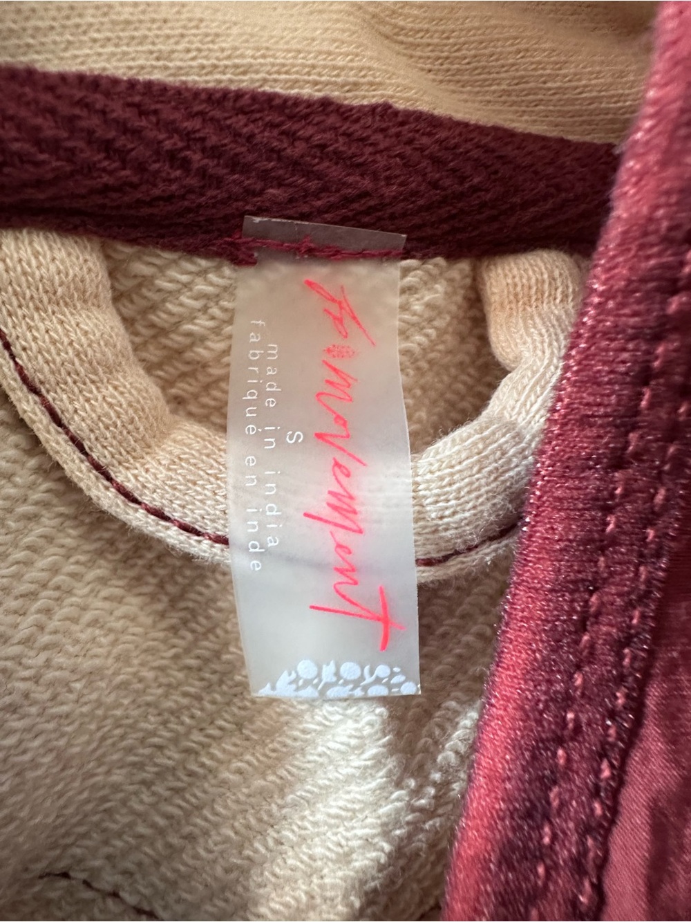 FP Movement by Free People Cream Vest with Burgundy Trim and Olive Patch - Picture 11 of 12